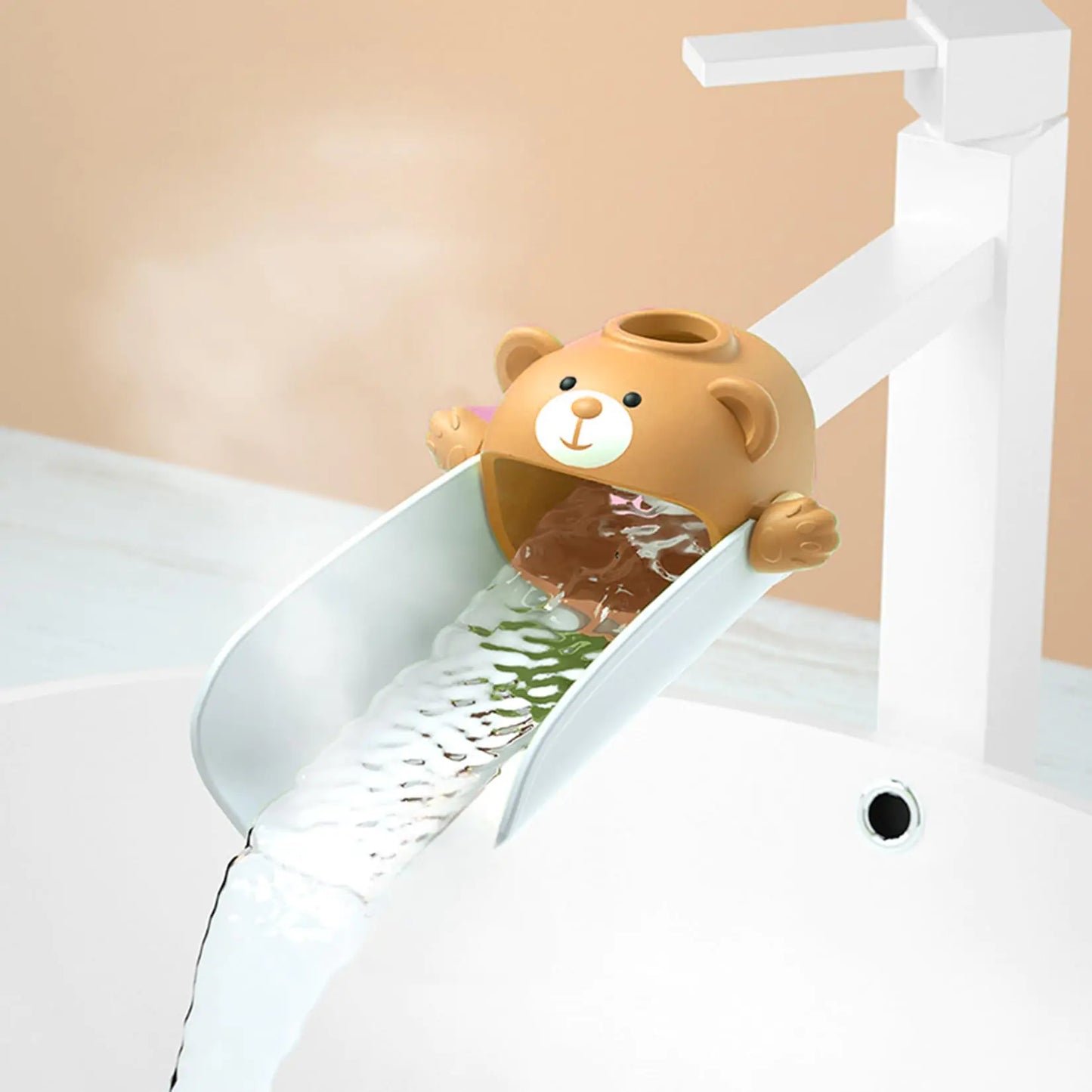 OLEWELL Faucet Extender Temperature Sensitive for Toddlers Silicone Sink Extender for Toddlers Faucet Extender for Babies Kids Children Brown