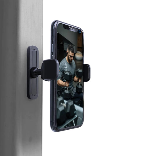 CutS Portable Magnetic Phone Holder for Gym 360 Degree Adjustable Phone Stand with Alloy Base Compatible with 4.7-6.5" Smartphones
