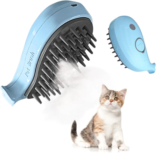 LUPAPA Steamy Cat Brush 3 In 1 Pet Steam Brush Pet Cleaning and Massage Brush Used for Dandruff and Loose Hair on Cats Suitable for Various Furry Pets Blue Whale