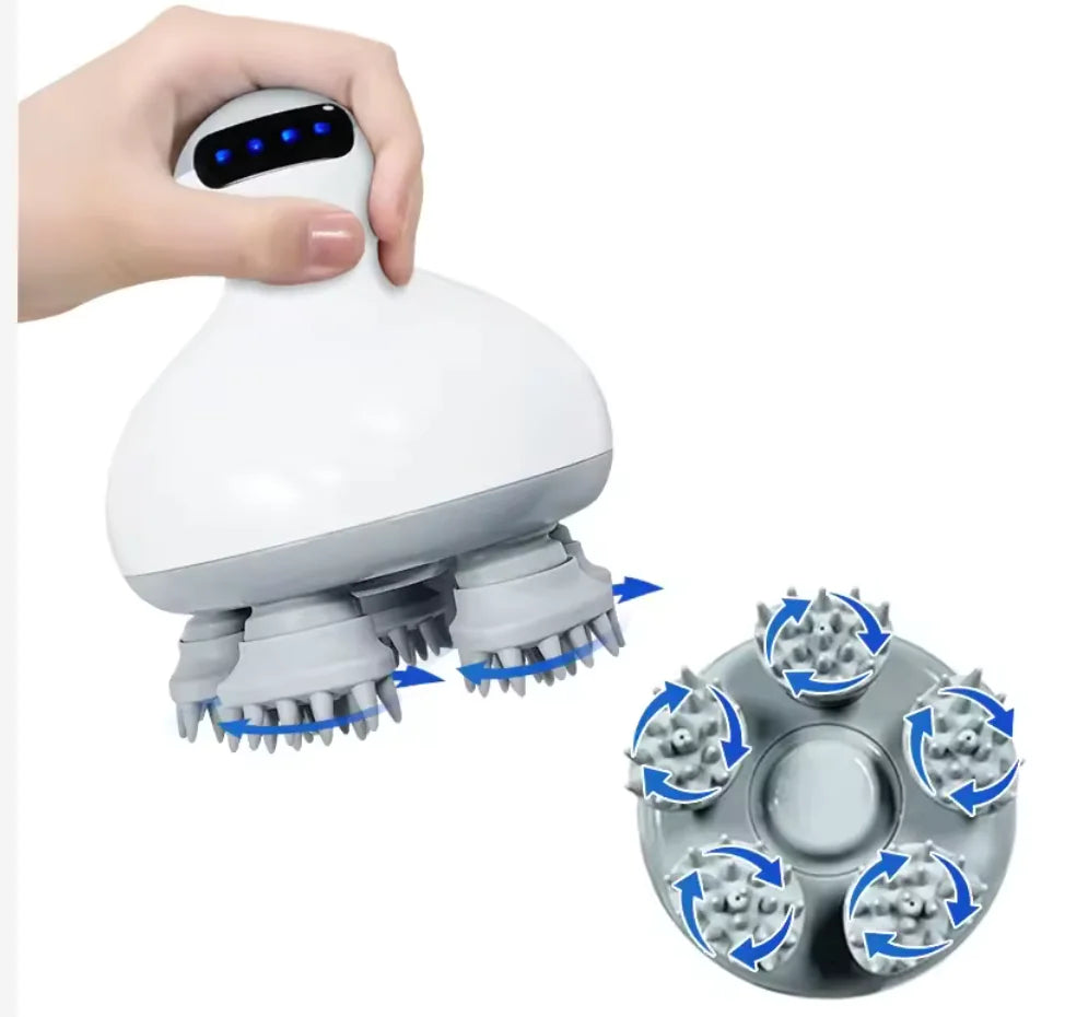 Cordless Electric Scalp Massager Handheld 2 Speeds Vibrating Head Massager With 96 Silicone Nodes For Hair Deep Clean Growth