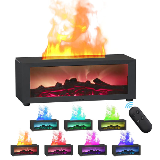 Flame Oil Diffuser Aromatherapy Diffuser Ultrasonic Cool Mist Flame Diffuser Humidifier 150ml Flame Fire Diffuser with Timer and Auto Off Protection for Spa Home Yoga Office Bedroom (Black)